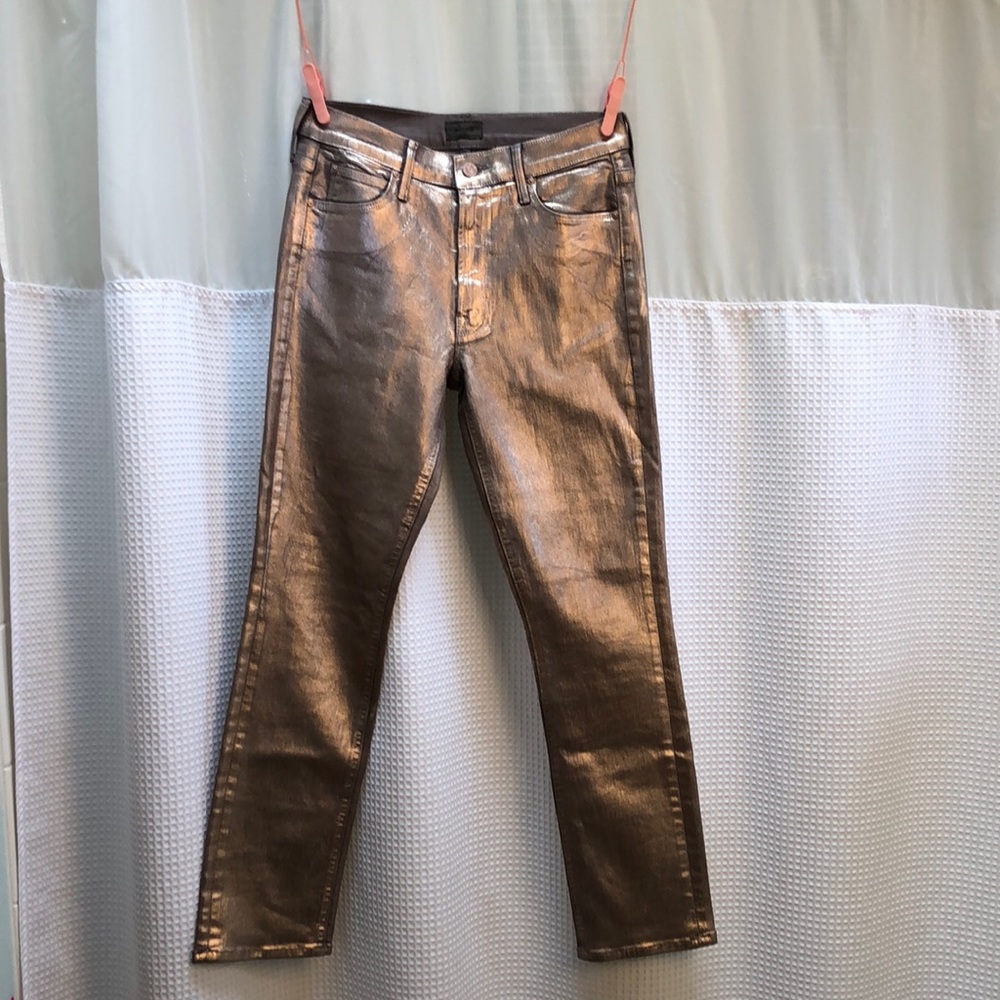 MOTHER Metallic Bronze Ankle Jeans